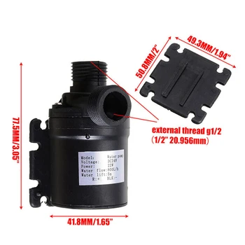 

DC 24V 800L/H 5M Electric Submersible Pond Water Pump Brushless Motor Plastic 1/2" Male Thead Max 100°C