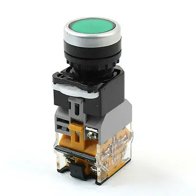 

380V Ui 10Amp Ith DPST NO+NC Green Pilot Lamp Locking Push Button Switch