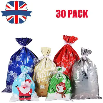 

30PCS Christmas Gift Bags Assorted Styles Christmas Gift Wrapping Goodie Bags Favor Pouches for Xmas Party Wedding