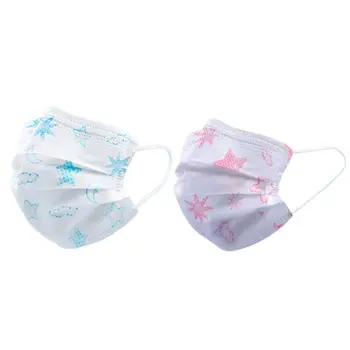 

20Pcs Kids Dispoable 3-Layer Mouth Mask Melt-Blown Nonwoven Waterproof Anti-Dust Droplet Cartoon Protective Face Cover