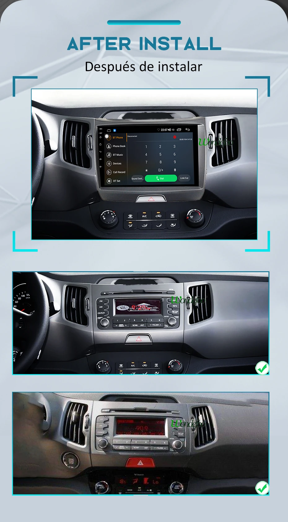 Android 9,0 1280*720P Carplay 4G 64G gps для Kia Sportage 3 4 SL 2010 2011 2012 2013 мультимедийное радио без DVD блока
