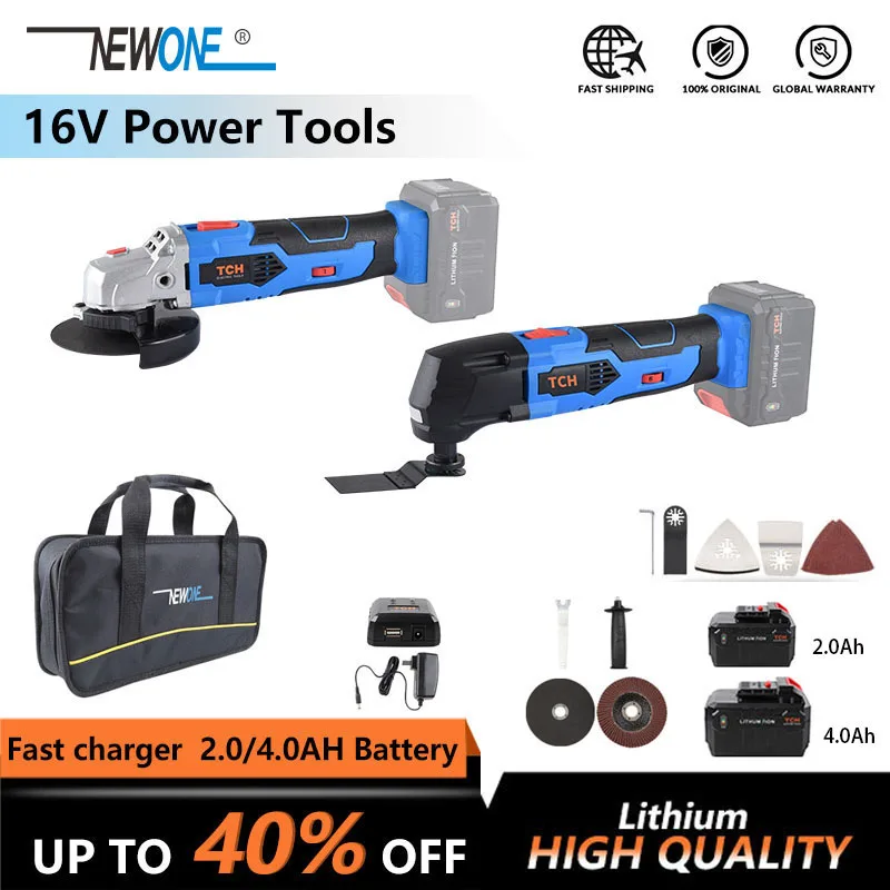 

NEWONE 16V Cordless Power tool Li-ion Angle Grinder Oscillating Tool multi-function tool with battery electric combo kit