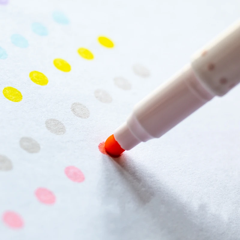 6pcs Light Color Dot Highlighter Pen Set Dual Side Fine Liner & Spot Marker For Drawing Painting Office School Supplies F279 highlighter marker highlighter pen marker pen