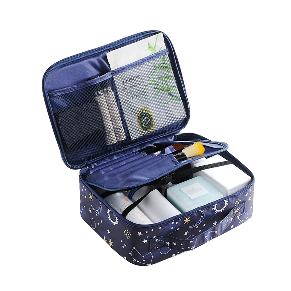 

Home Storage Practical Large Capacity Printed Makeup Bag Removable Compartment PVC Bathroom Portable Travel Waterproof Organizer