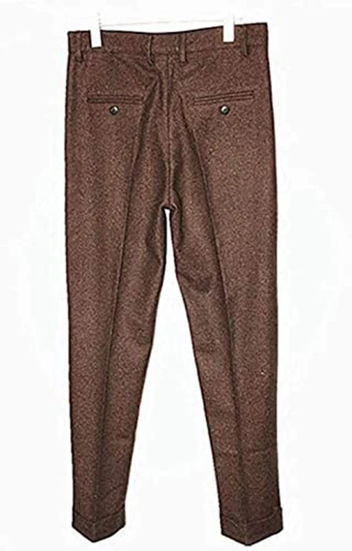 Classic Grey Men Pants Herringbone Suits Pants Regular Size Vintage Mens Pants Tweed Hemmed Pants Groomsmen Trousers
