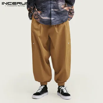 

INCERUN Fashion Men Harem Pants Joggers Elastic Waist Solid Wide Leg Long Trousers Men 2020 High Street Pantalones Hombre S-5XL