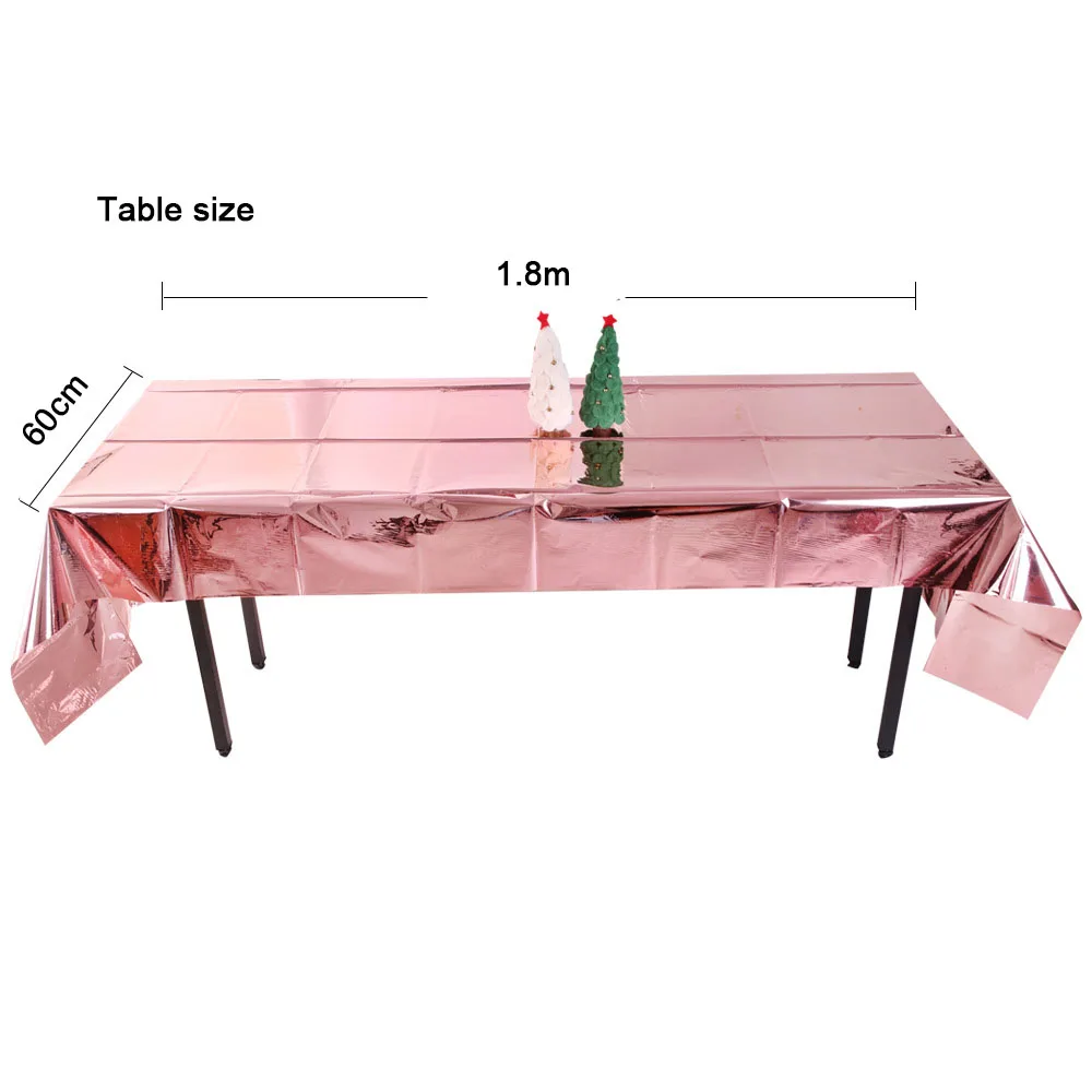 4pcs/lot 2.7M Rectangular Foil Tablecloth Birthday Wedding Table Decoration Metallic Party Table Cloth Table Cover Disposable
