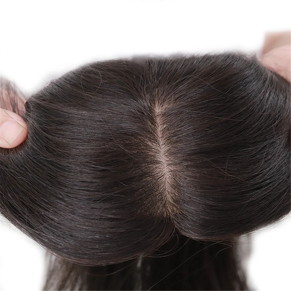 6x11cm 10inch-20inch Straight LACE+PU Base Hair Topper Toupee Hairpieces for Women 100% Remy Human Toupee Hair for Women