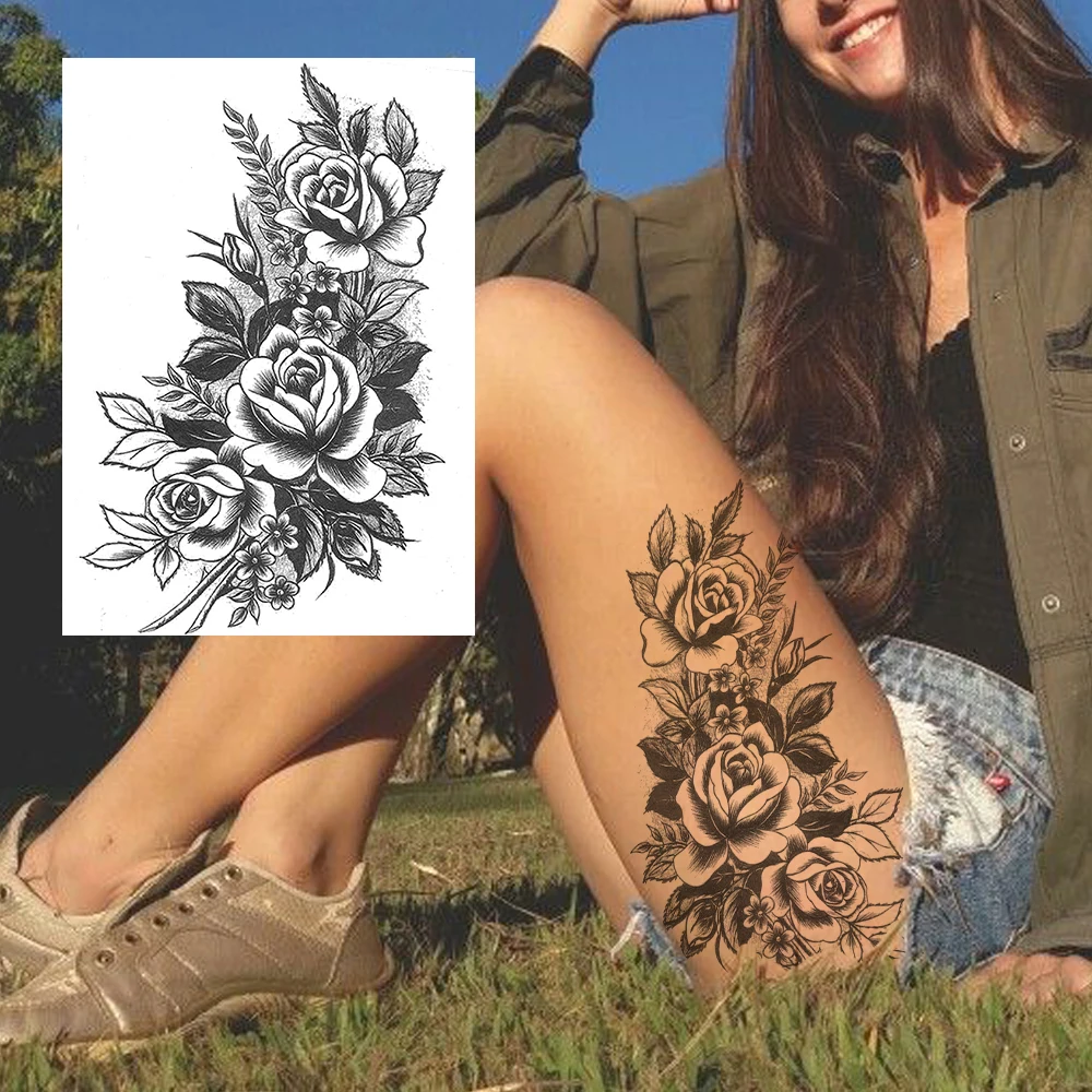 Temporary Tattoos Sexy Flower for Women Body Art