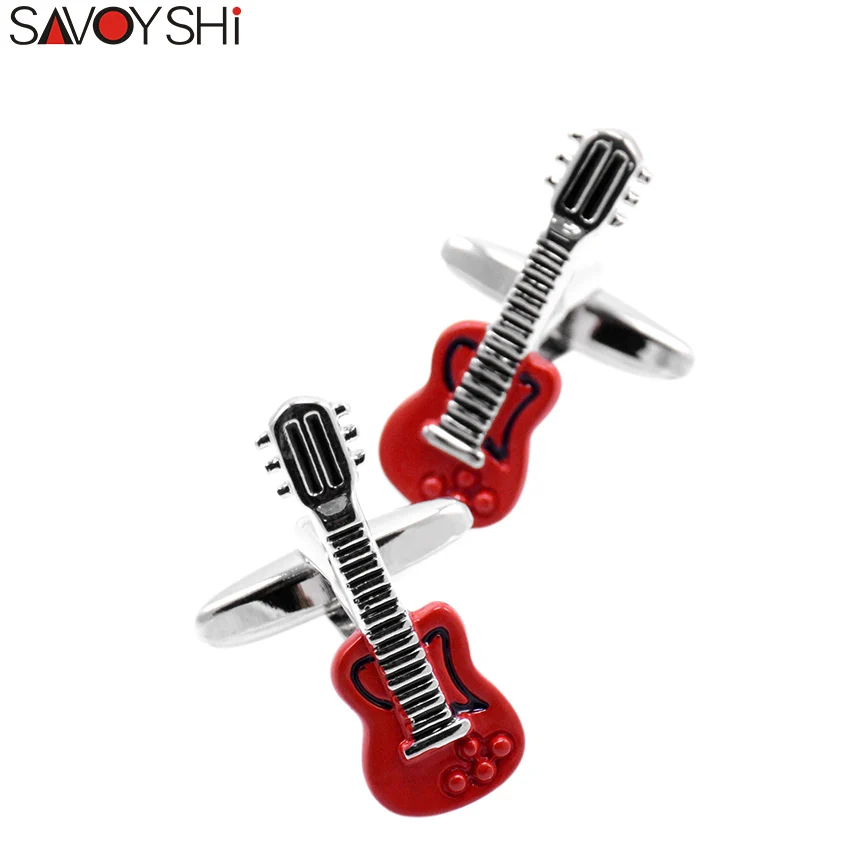 SAVOYSHI Musical Instru Мужские красные гитарные модельные запонки для мужчин s запонки пуговицы высокое качество рубашки запонки Брендовые мужские ювелирные изделия