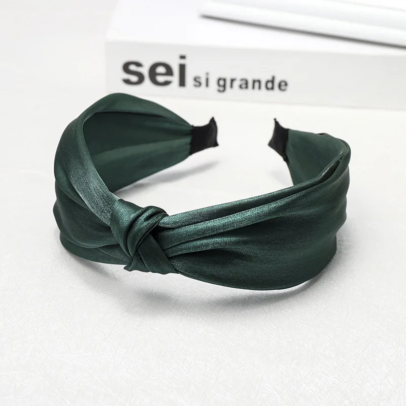 C222 dark green Модные блестящие марлевые резинки для волос с узлом для женщин аксессуары для волос в виде тюрбана повязка на голову diademas para el pelo mujer haarband - Цвет: C222 dark green