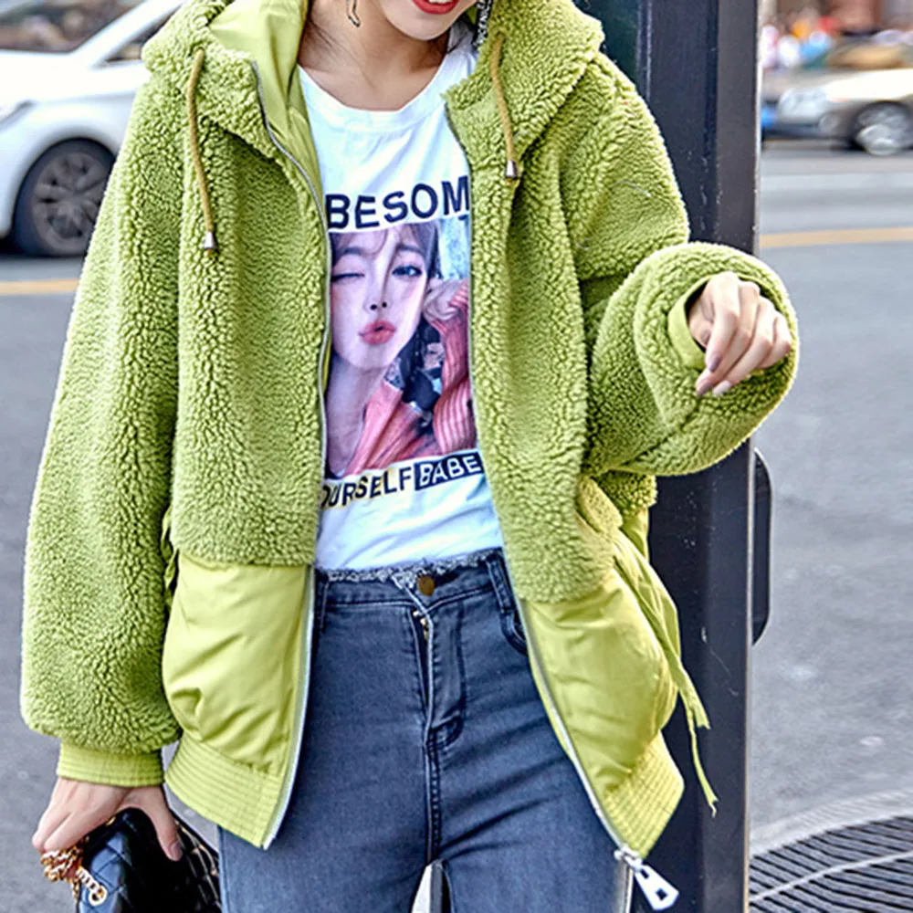 Осенняя Женская куртка с хлопковой подкладкой, Jaqueta Chaquetas Mujer, однотонное Женское пальто на молнии, верхняя одежда в Корейском стиле, теплая плюшевая уютная одежда