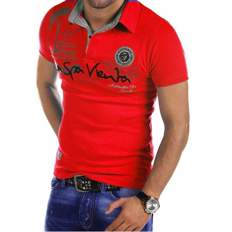 ZOGAA New Men Summer Breathable Printing Tops Short Sleeves Polo Shirt for Men Brand Cotton Casual Slim Fit Tops Hot Sale