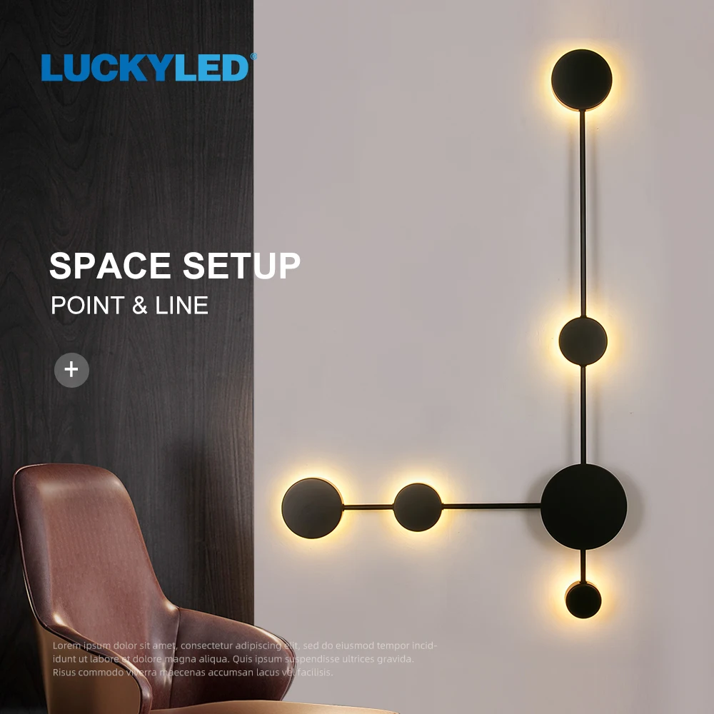 LUCKYLED Led Wall Lamp Modren With 3 Color Diammble Light Nordic Minimalist Simple Line Indoor  Lithing for Living Room Bedroom