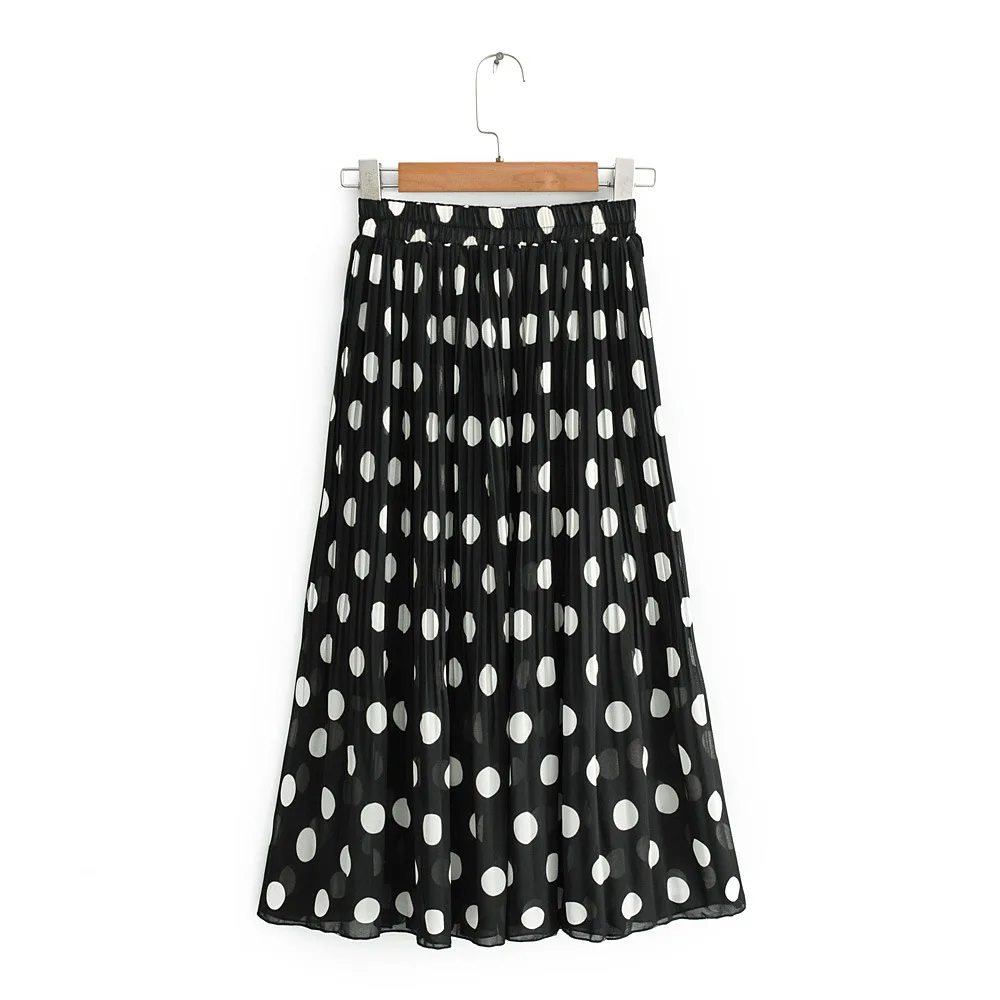 

2019 Summer Europe And America WOMEN'S Dress New Style Polka Dot Mid-length Chiffon Skirt Women's 9169