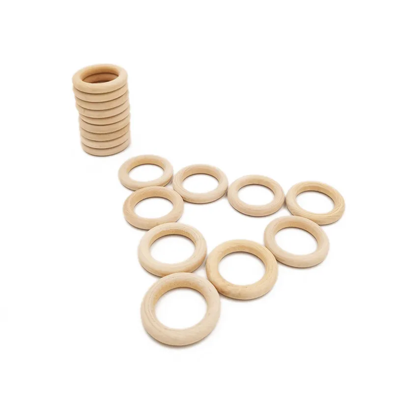 Wooden Rings, 24 PCS Unfinished Natural Solid Wooden Loops for DIY Crafts,  Bracelet Necklace (Outer Diameter 1.96inch/ 50mm)