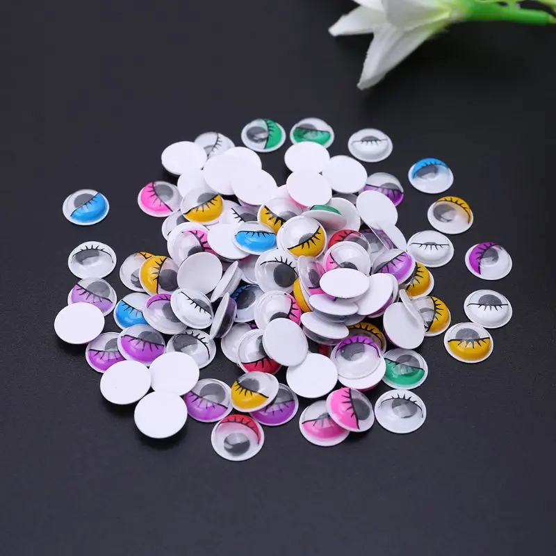 Self Adhesive Eyes with Eyelashes for Doll Bear 100pcs