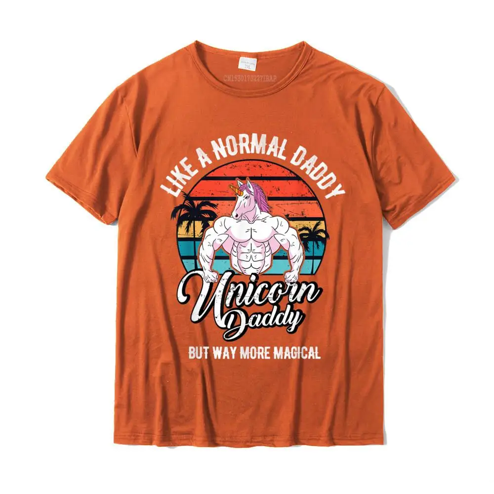Slim Fit Personalized Family Tshirts O-Neck Cotton Fabric Boy T Shirt Short Sleeve Summer/Autumn Family T-shirts Unicorn Daddy Retro Vintage Unicorns Gym Workout Dad Gift T-Shirt__MZ22975 orange