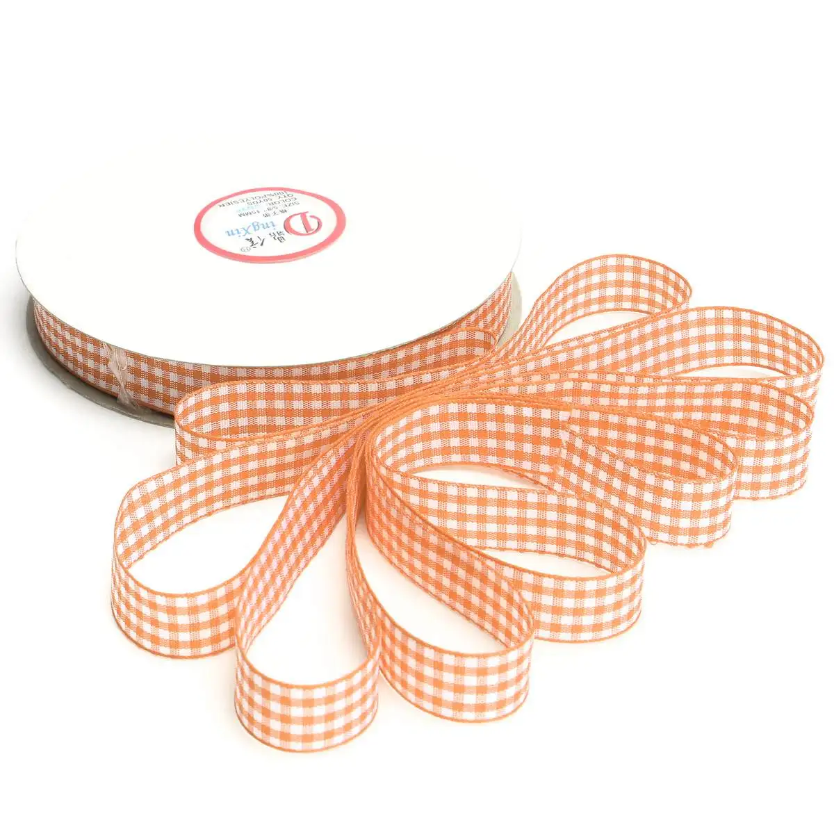 50 ярдов/партия 15 мм шотландский клетчатый лента «Шотландка» для DIY дома для упаковки подарков Рождественская лента - Цвет: Оранжевый