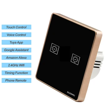 

EU US standard 2 Gang Wifi/Zigbee Smart Light Switch Glass Touch Panel Voice Control Wireless Wall Remote Alexa Google Home