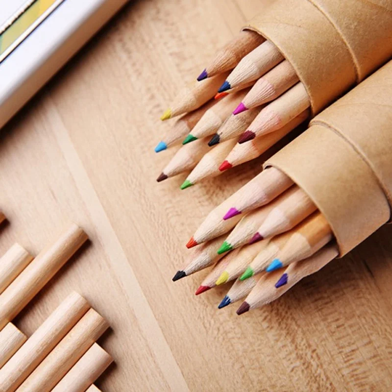 

12 Pcs Kraft Paper Cartridges Multicolor Pencil 12 Colors Drawing Color Lead Color Pencil School Supplies Stationery