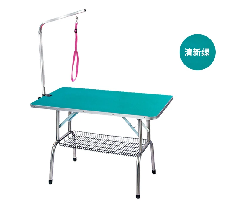 Cheap Foldable Stainless Steel Pet Grooming Table for Small Pet Portable Operating Table Rubber Surface Bath Desk Blue Pink