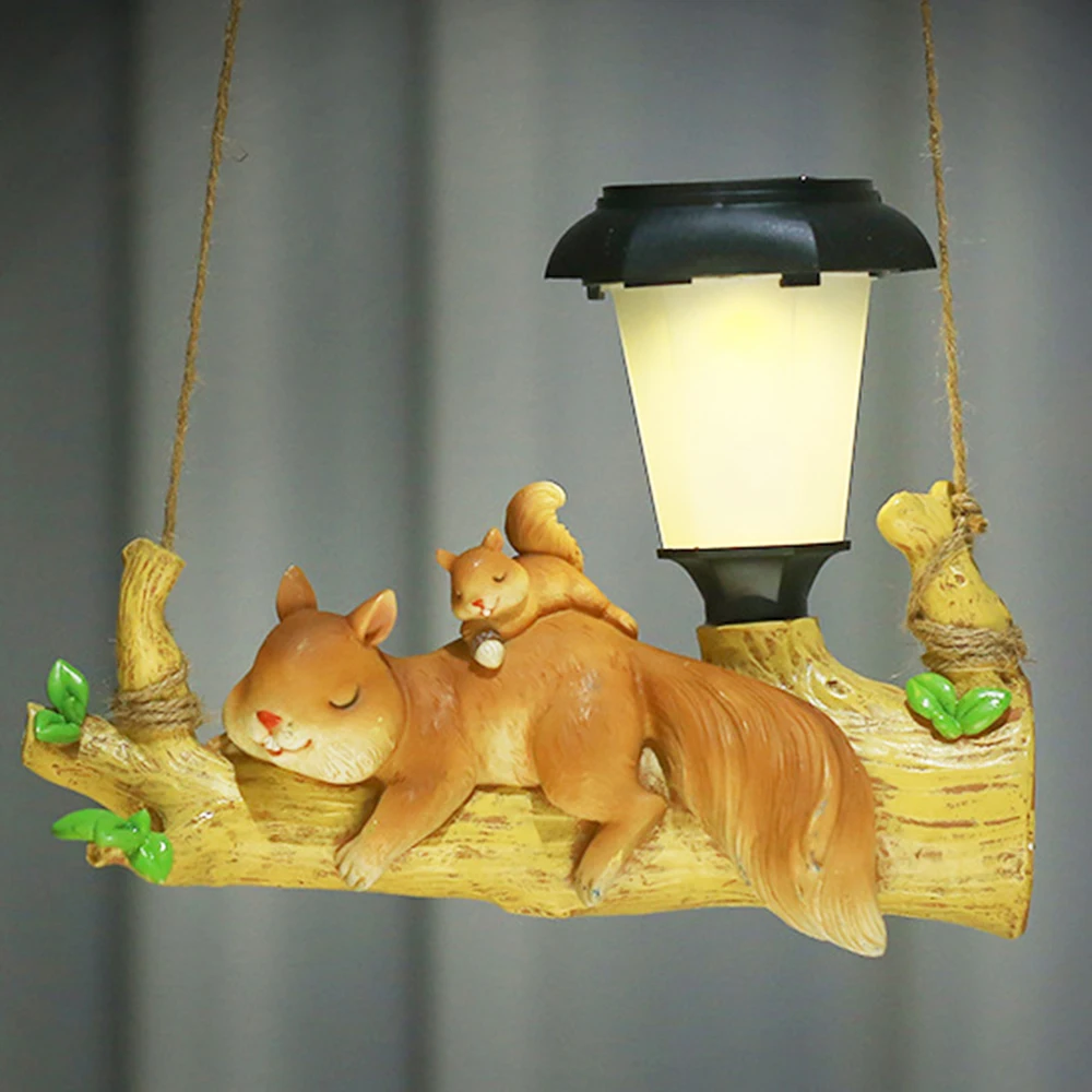 solar flood lights outdoor LED Lamp Solar Light Squirrel Sloth Hanging Light Cartoon Animal Statue Outdoor Resin Garden Decoration Light Garden Decoration led solar lights