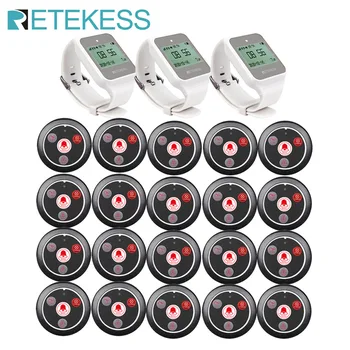 

Retekess Hookah Wireless Waiter Call Restaurant Pager 3 TD108 Watch Receiver+20 T117 Call Button Transmitter For Russian Cafe