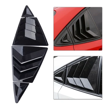 

CITALL 4Pcs Carbon Fiber Black Style ABS Rear Triangular Blinds Panel Cover Trim Fit for Toyota Corolla