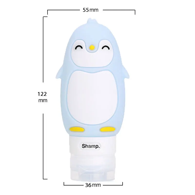 blue penguin 1 шт. 38 мл 60 мл 80 мл Портативный Силиконовый многоразовый Пустой дорожный Упаковочный пресс для лосьона и шампуня косметические контейнеры - Цвет: blue penguin