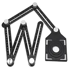 

Tile Tool Six-Sided Angle Measuring Locator Universal Ruler Tile Hole Drill Guide Perforated Template Locator Aluminum Alloy