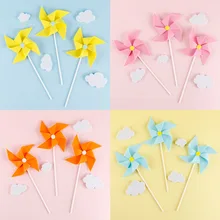 

3pcs/bag Creative Mini 3D Colorful Windmill Happy Birthday Cake Foam Paper Candy Bar Cake Supplies Kids Party Favors
