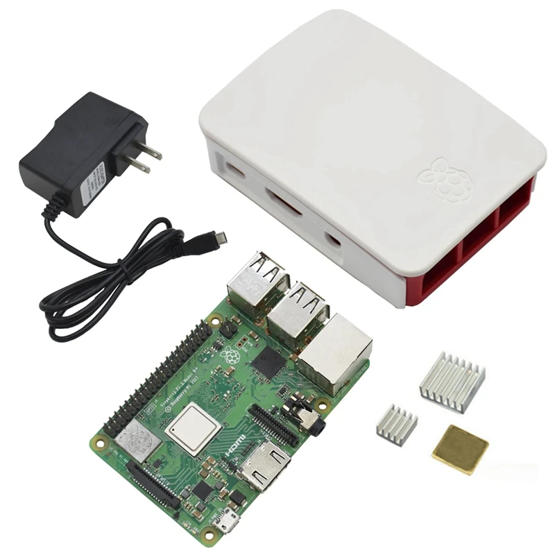 

4 in 1 for Raspberry Pi 3 Model B+(Plus) + Abs Case + 5V 2.5A Power Adapter for Raspberry Pi 3B+Heatsinks