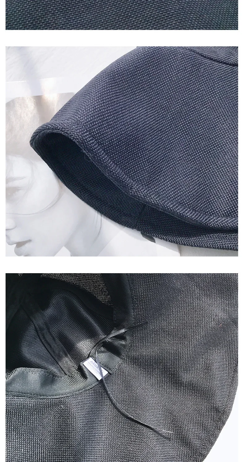 Harajuku Solid Large Eaves Cotton Linen Sun Hat Women Outdoor UV Protection Sunshade Hat Leisure Joker Sunscreen Bonnet Trendy