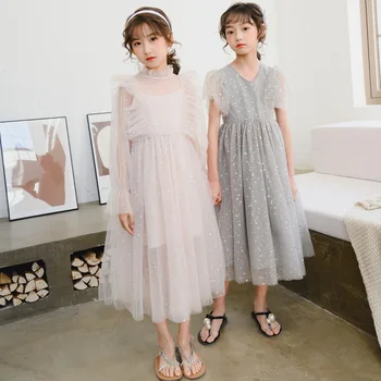 

2020 spring and summer new lace collar trumpet sleeves waist star net yarn fairy rembling explosion princess dress
