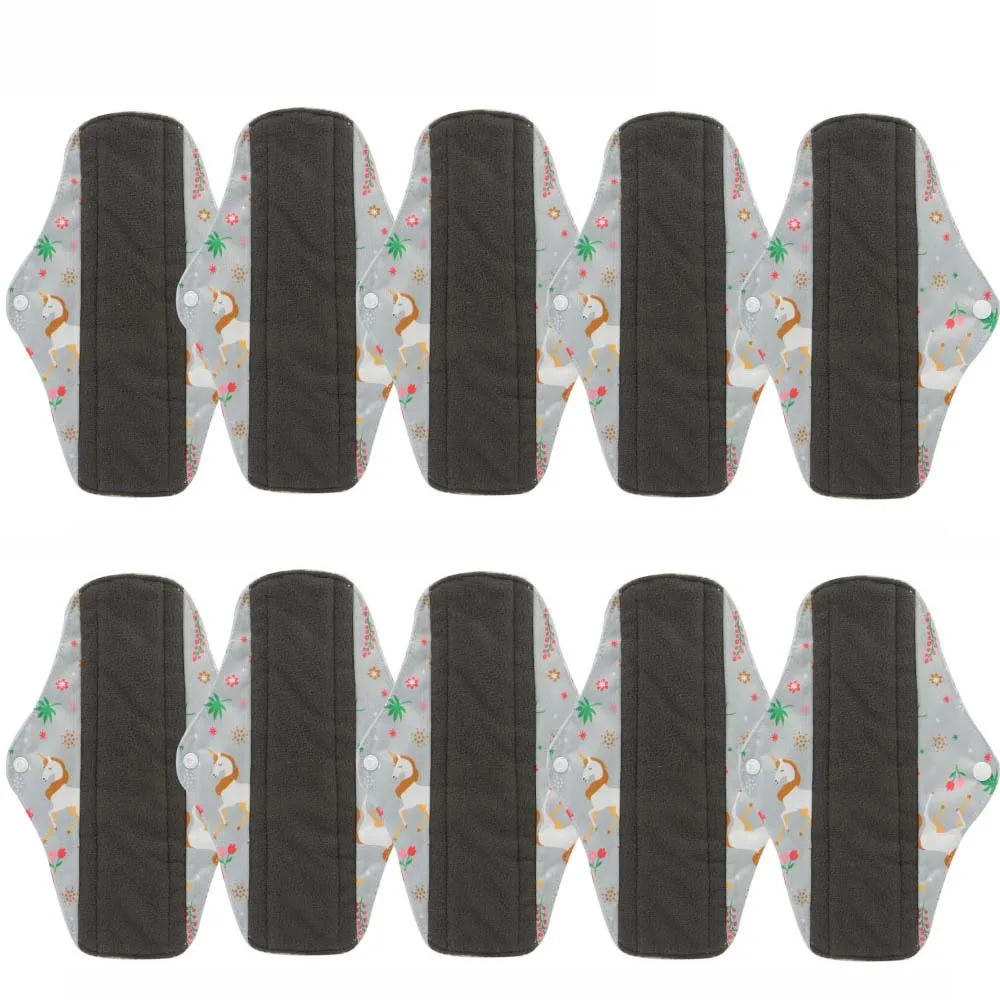 10pcs WSD32 10 шт Многоразовые водонепроницаемые Уголь органического бамбука прокладки менструальные тканевые гигиенические прокладки женские гигиенические прокладки для беременных - Цвет: 10pcs WSD32