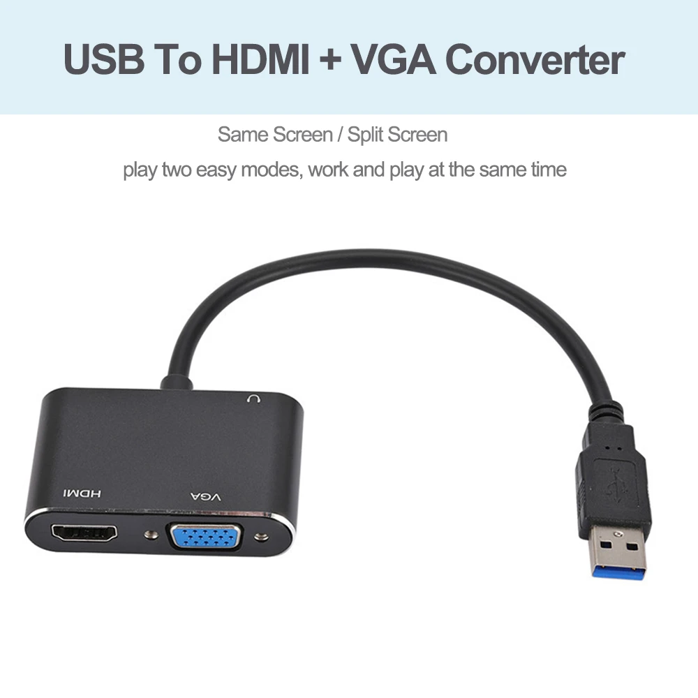 HD 1080P USB-VGA HDMI-совместимый аудиоконвертер для компьютера ноутбука к