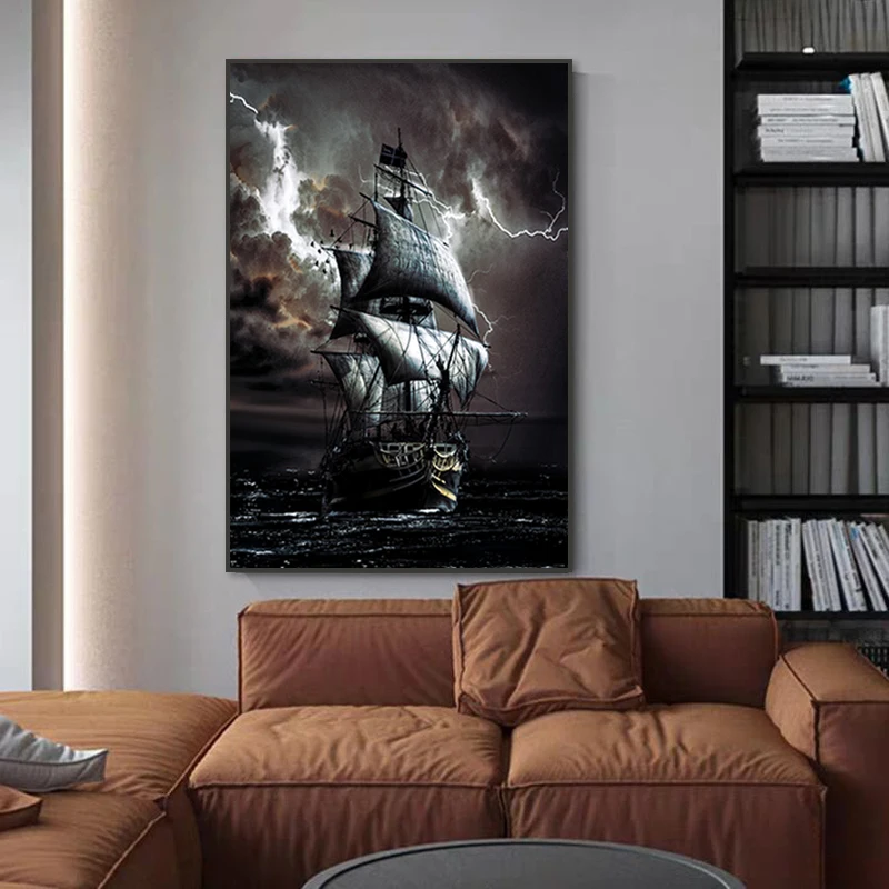VINTAGE PIRATE SHIP PAINTING CANVAS