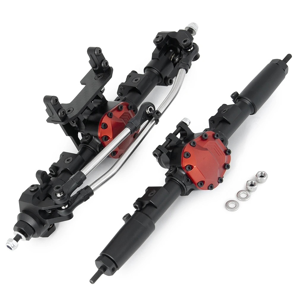 AXSPEED Black CNC Aluminum Front Rear Straight Complete Axle for Axial SCX10 90046 1/10 RC Crawler Car Upgrade Parts