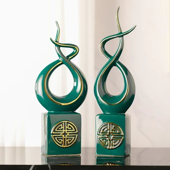 

Nordic Creative Twisted Crossed Lines Sculpture Simple Green White Ceramic Abstract Art Statues Cafe Decoration Home Accessories