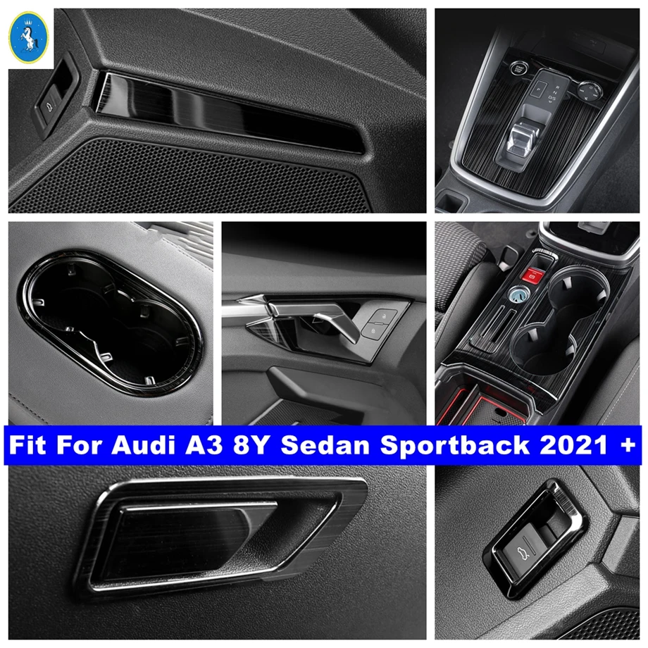 

Black Brushed Interior Refit Kit Inner Door Panel Handle Bowl Gear Box Panel Cover Trim For Audi A3 8Y Sedan Sportback 2021 2022