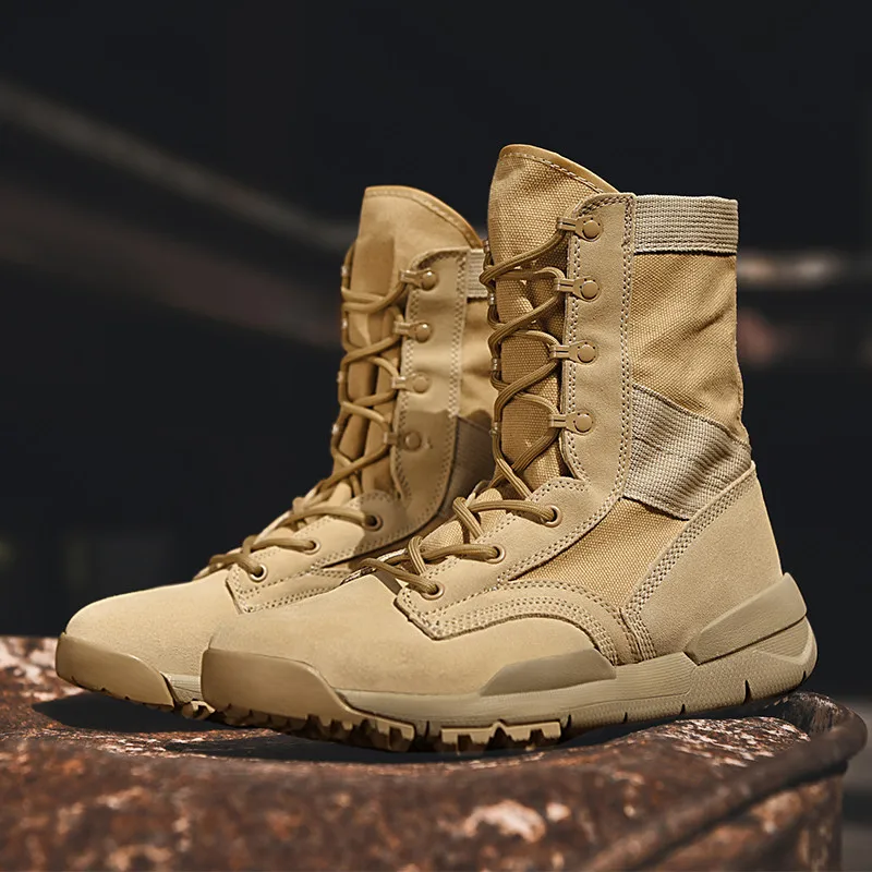 

Unisex 2019 Outdoor Military Tactical Boots Men's Desert Combat Ankle Leather Boots Autumn/Winter Army Shoes Plus Size 35-44