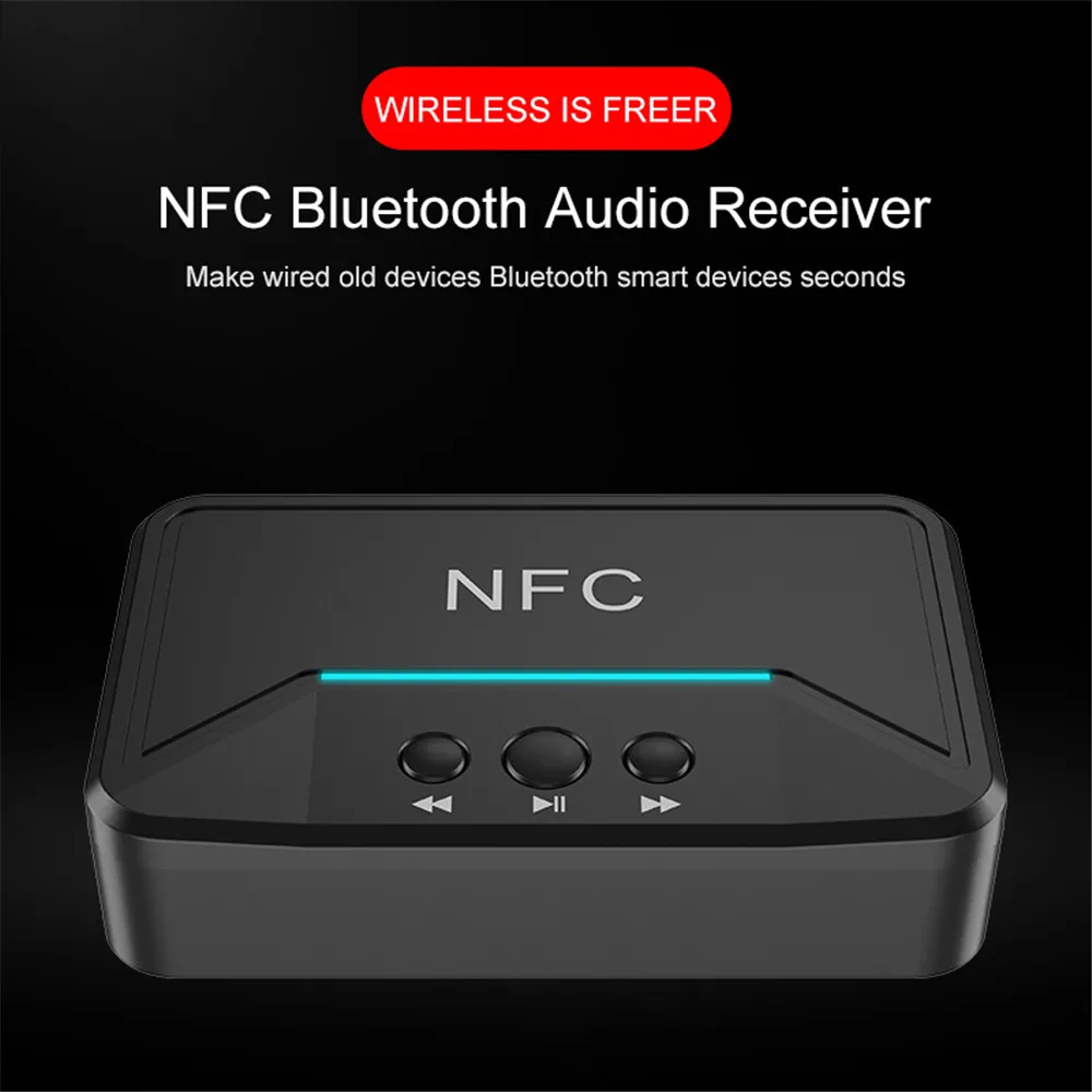 Kebidu BT200 NFC Bluetooth 5.0 Audio Receiver 3.5mm AUX RCA Jack Hifi Wireless Adapter Auto for Car Wireless Auto Adapter