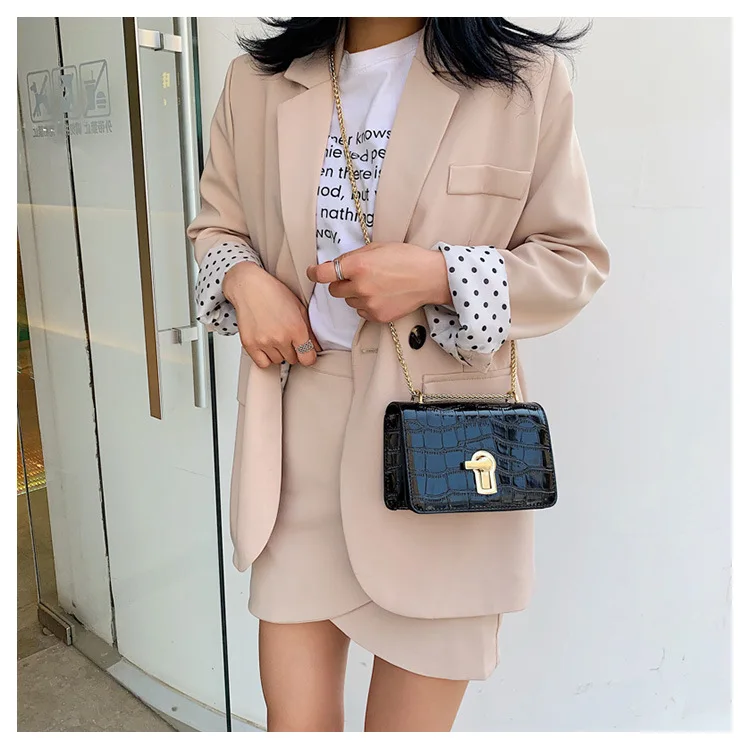 

PU Leather Mini Bag Women's New Style Square Sling Bag Shoulder Crocodile Pattern Disco Dancing Bag Shoulder Bag Women's