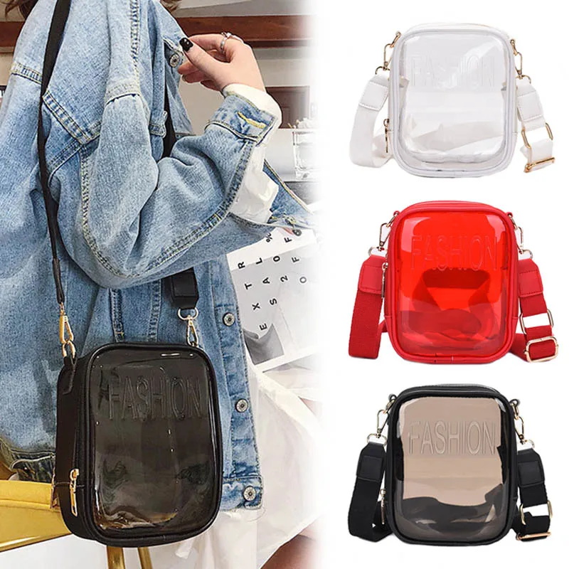 

Transparent Jelly Pack Women Lady 2019 Fashion Printing Pvc Shoulder-slung Mobile Phone Package Waterproof Beach Bag bolsas H66