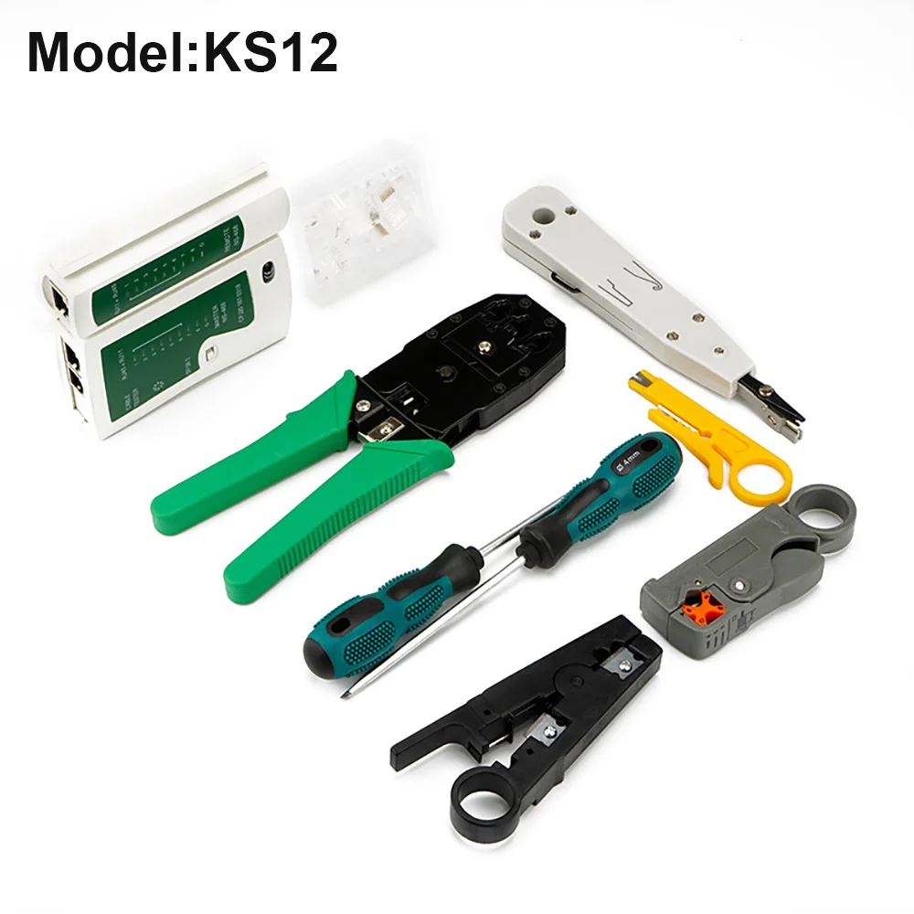 Tool kit Lan Ethernet Cable RJ45 Crimping Pliers Portable LAN Network Repair Tool Kit Cable Tester and Plier Crimp Crimper Clamp