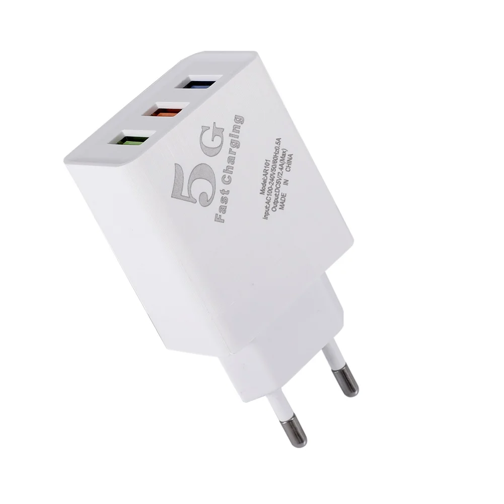 По стандартам ЕС/США Подключите зарядное устройство QC3.0 3 Порты usb быстрой зарядки стены Зарядное устройство безопасный Мощность адаптер 5 V/2400mA Зарядное устройство 90 мм x 45 мм x 25 мм