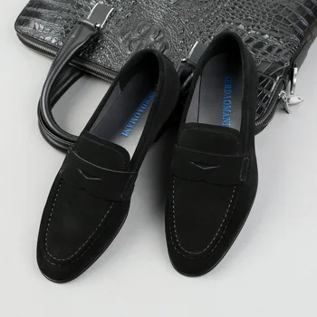 

Pointed Shoes Men's Fashion Business Casual Shoes a Pedal Men's Shoes Leather Slip-on Shoes Cow Leather British Matte Leather