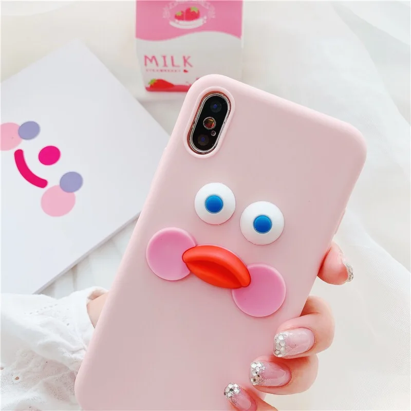 Карамельный цвет 3D Румяна Утка Силиконовый мягкий чехол для телефона iphone X XR XS MAX 6S