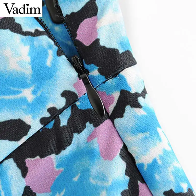 Vadim женский винтажный дизайн с принтом юбки с боковой застежкой-молнией на пуговицах Сплит Женская Повседневная летняя шикарная юбка длиной до лодыжки BA728